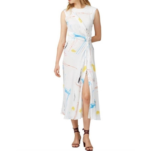 Cedric Charlier Abstract Fantasy Print Hourglass Dress (12 US) MSRP $1495